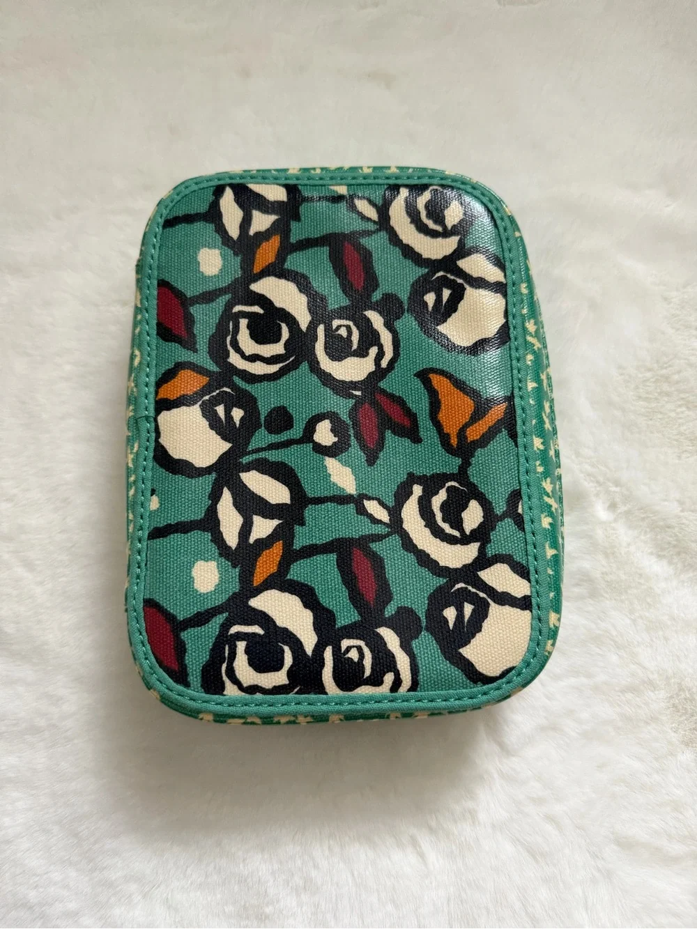 Fossil Teal Floral Zip Organizer